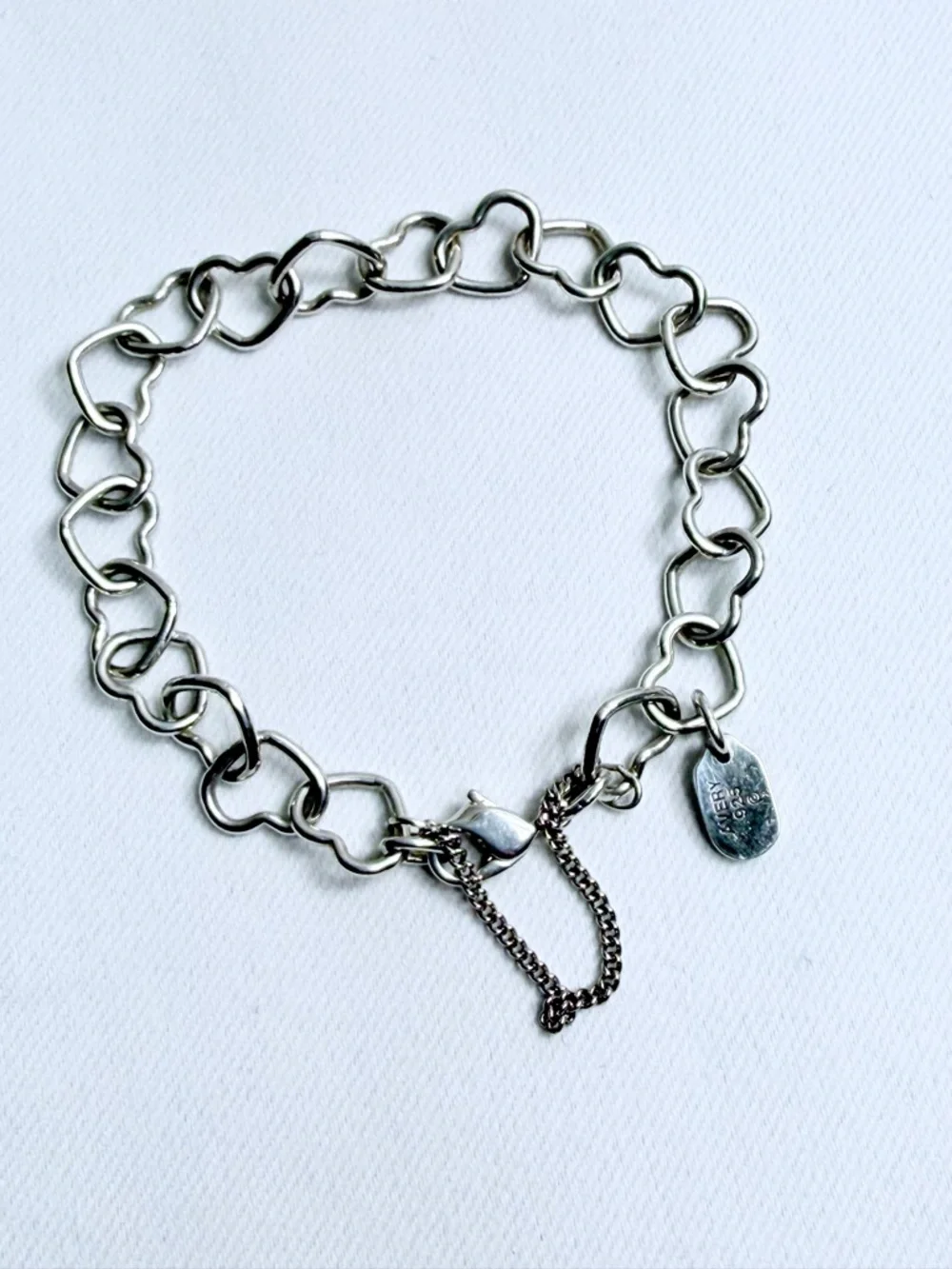 James Avery Sterling Silver HEART LINKS Bracelet w/Safety Chain - Size S - Picture 9 of 16